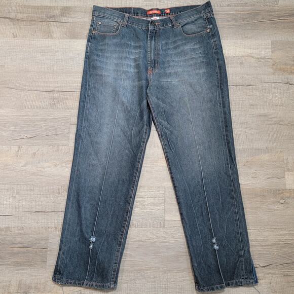 Ed Hardy Christian Audigier VTG 2007 Tiger Embroidered Baggy Jean Size 38x32 Y2K - Picture 4 of 16